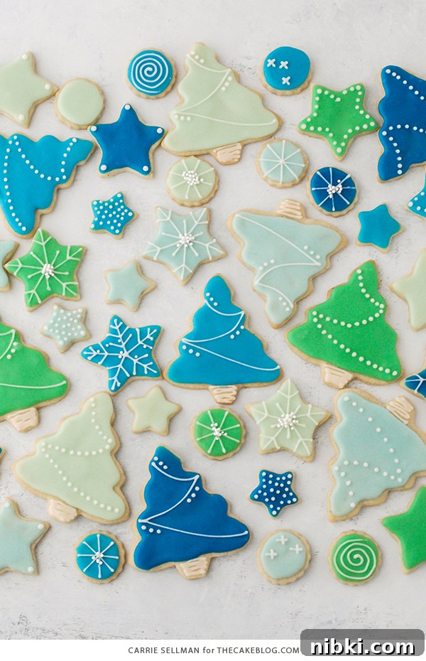 How to Make and Decorate Sugar Cookies 4 Decorated Sugar Cookies - vanilla bean sugar cookies with a simple glaze icing for easy yet beautiful Christmas cookies | by Carrie Sellman for TheCakeBlog.com