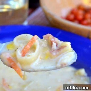 A close up of a bowl of chowder.
