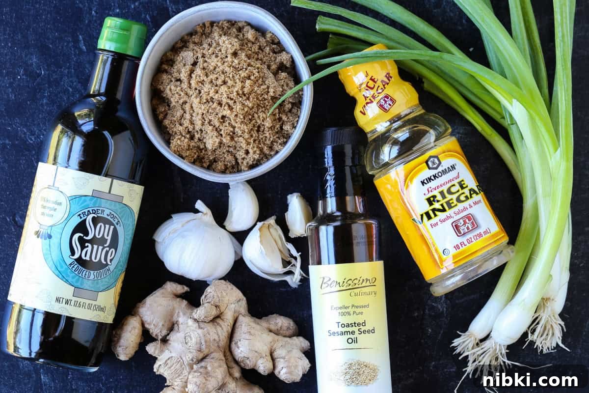 ingredients for making teriyaki marinade