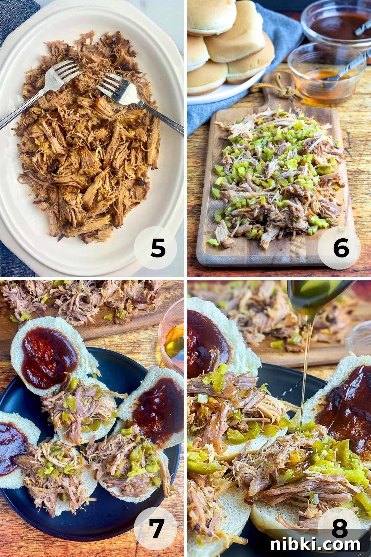 Spicy Pulled Pork Sliders Recipe with Tangy BBQ Slaw 5 Assembled pulled pork sliders