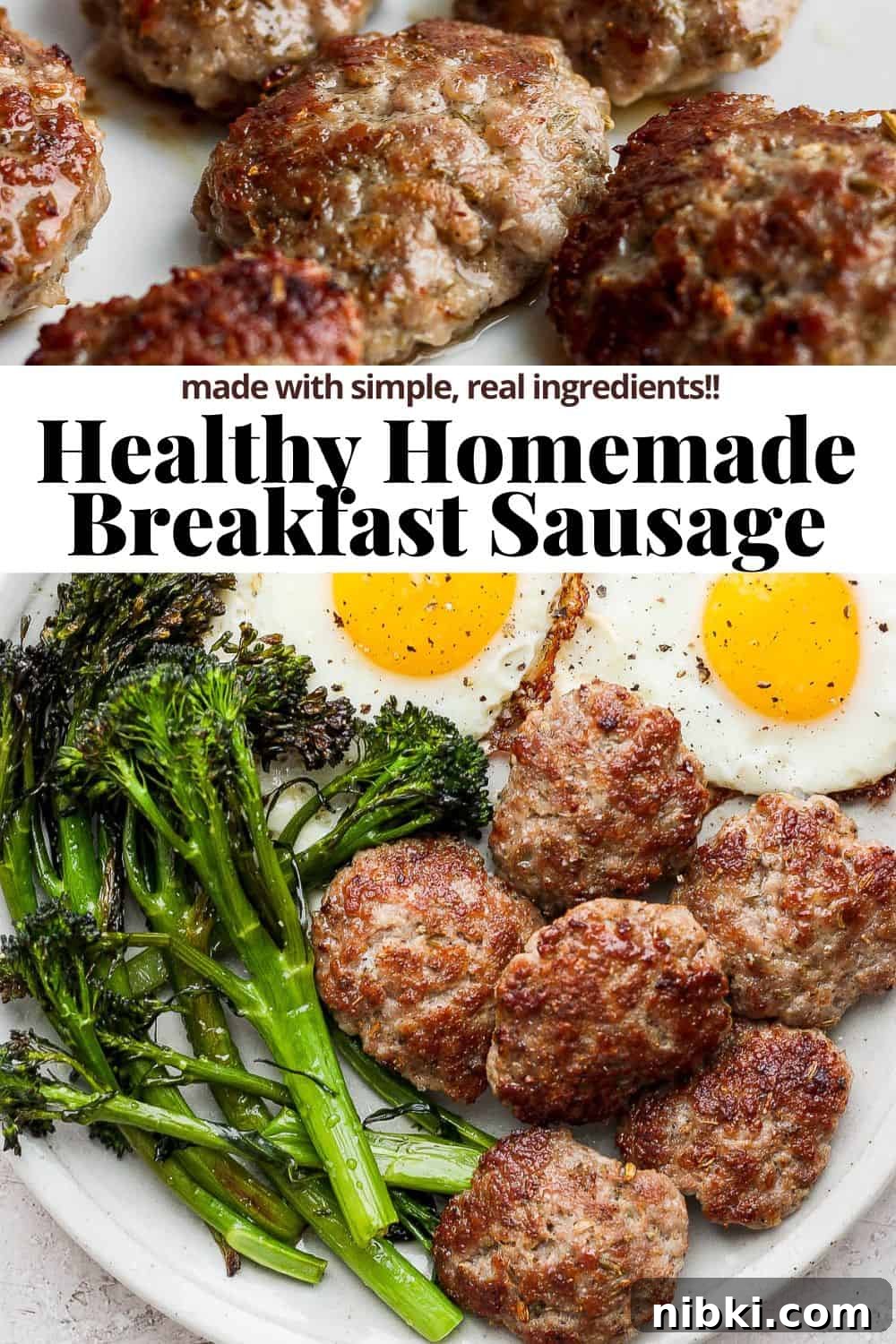Pinterest image for healthy breakfast sausage.