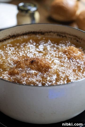 fried chicken in the fryer
