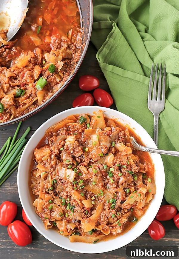 Whole30 Paleo Cabbage Roll Bowl 3 Paleo Whole30 Cabbage Roll in a Bowl - simmering in pot