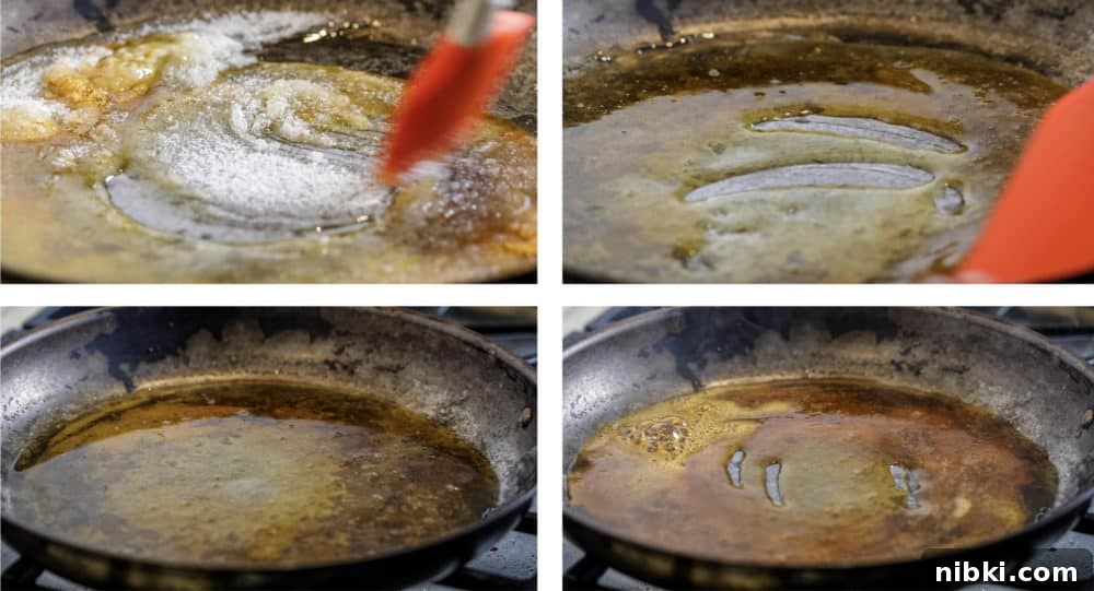 process steps show how to make caramel