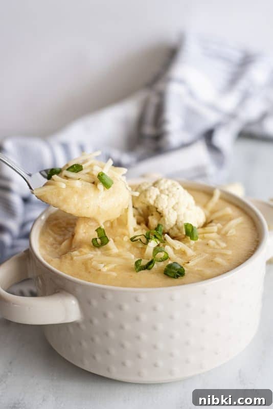 Creamy Cauliflower Soup with Melted Cheese 7 cauliflower soup southern plate