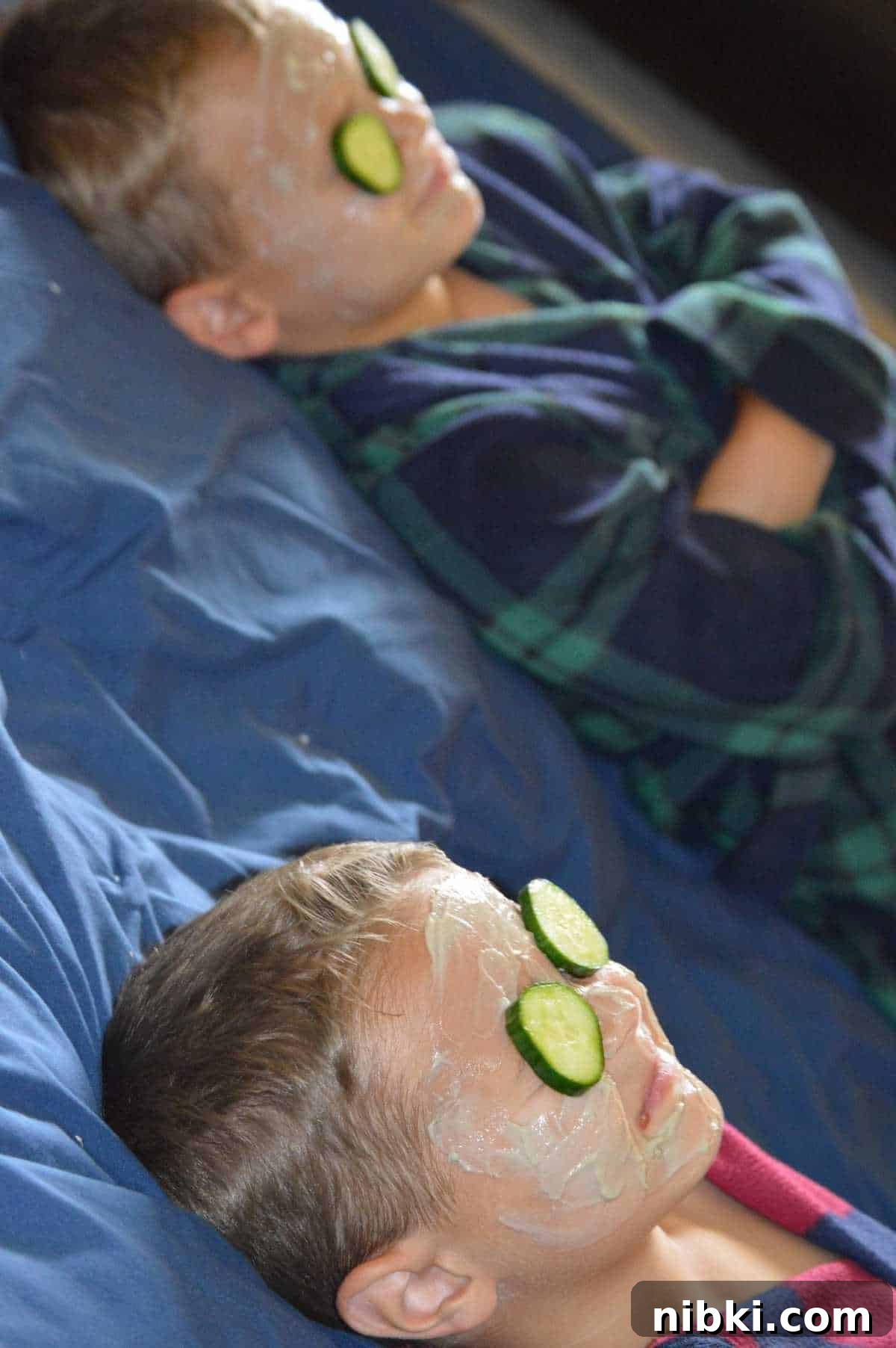 Kids doing a spa day at home