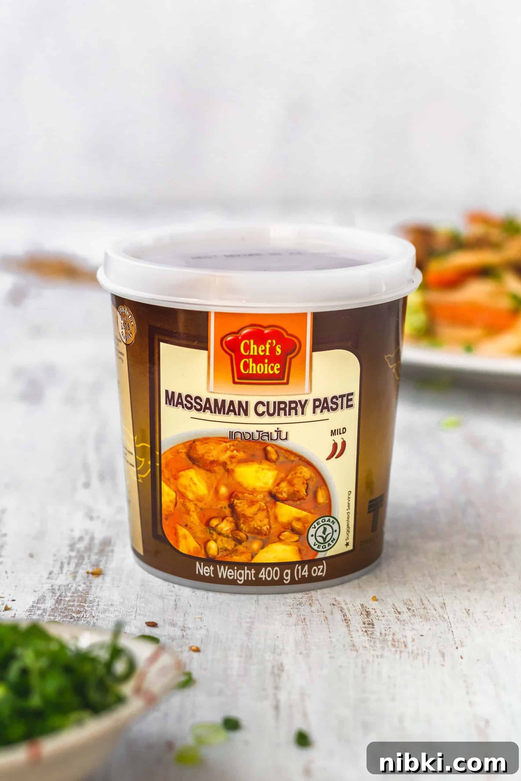 A tub of massaman curry paste