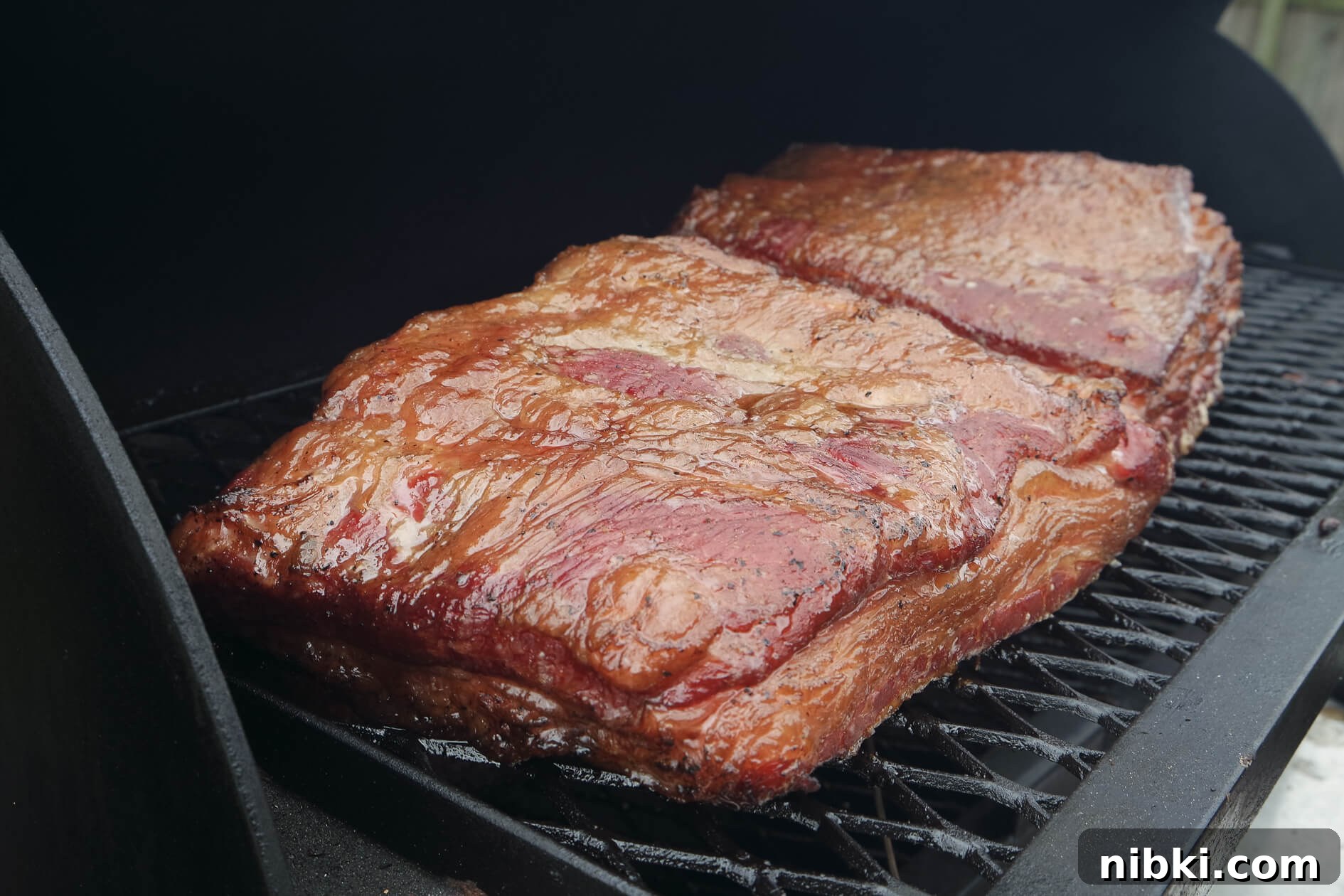 How to Make Crispy Homemade Beef Bacon Recipe 3 beef bacon in the smoker