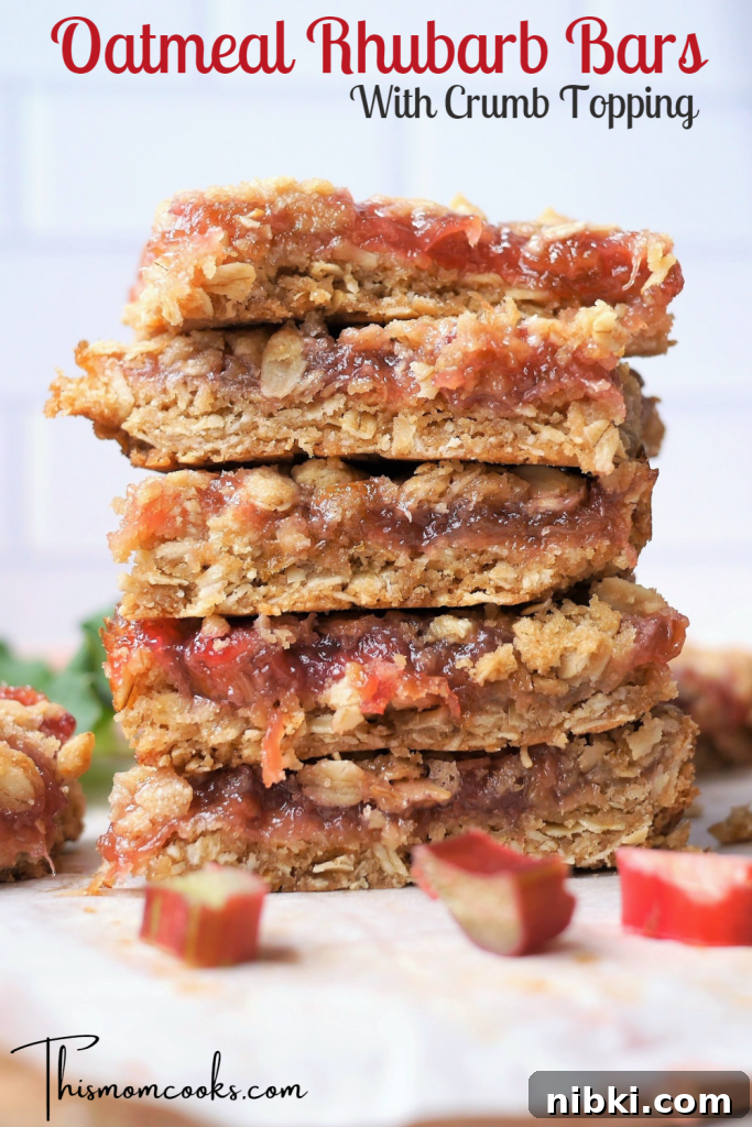 Amish Oatmeal Rhubarb Crumb Bars Recipe 9 Sliced oatmeal rhubarb bars
