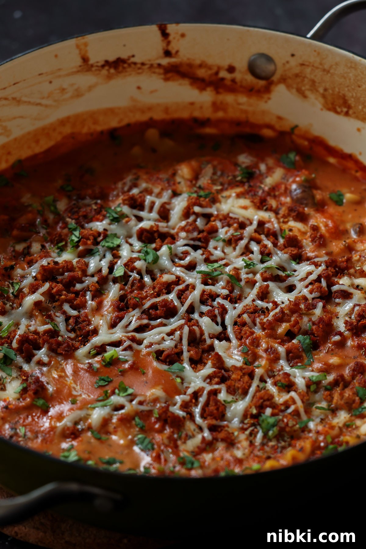 30-Minute One-Pan Creamy Lasagna Soup 3 creamy lasagna soup in the pan after cooking
