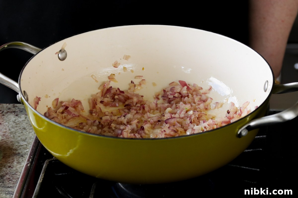 30-Minute One-Pan Creamy Lasagna Soup 8 cooking the onion and garlic