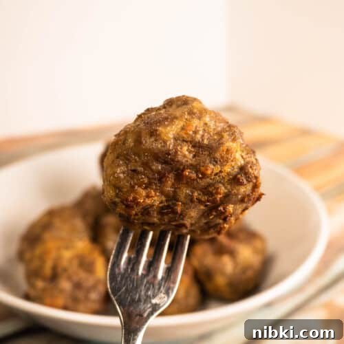air fryer meatballs close up