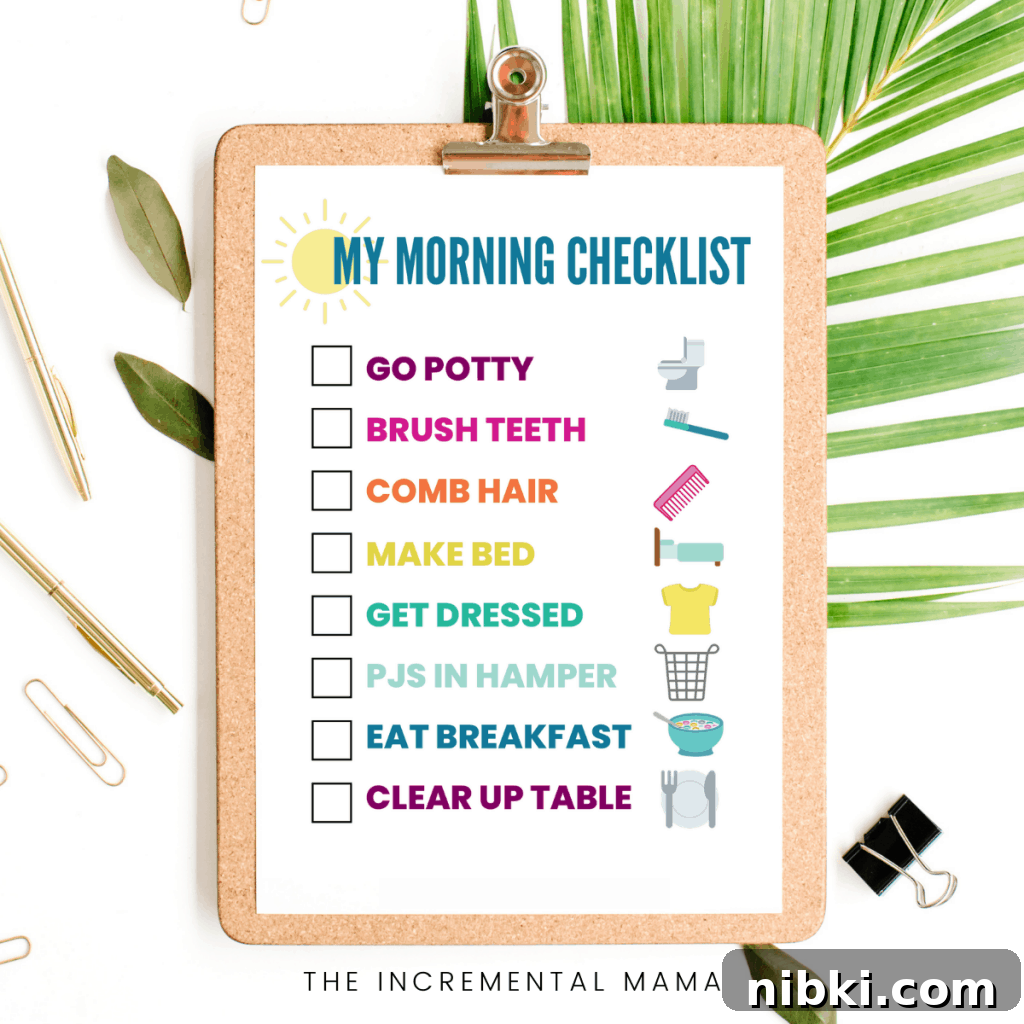 Free Printable Morning Routine Chart for Toddlers with Pictures 2 morning routine chart with pictures