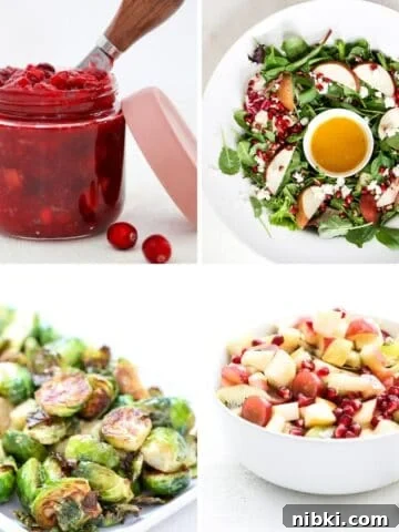 Four images of holiday recipes in a grid format.