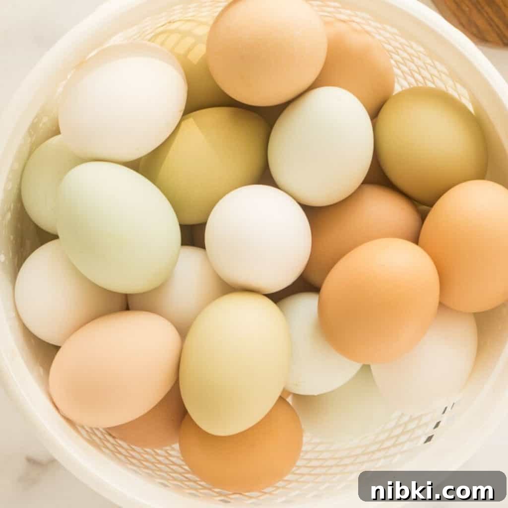 white, blue, green, brown, and olive eggs in white basket