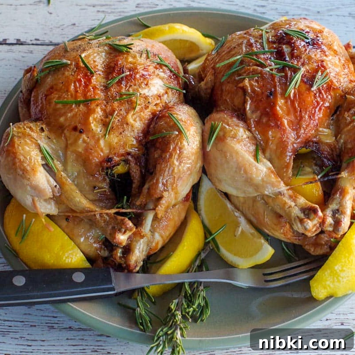 Crustless Pumpkin Pie for Weight Watchers 9 2 air fryer roast chickens on a green plate with lemon wedges