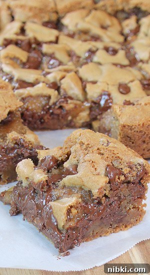 Chocolate Chip Cookie Bars are everyone's favorite cookie served in an 8 x 8 Chocolate Chip Cookie Bars