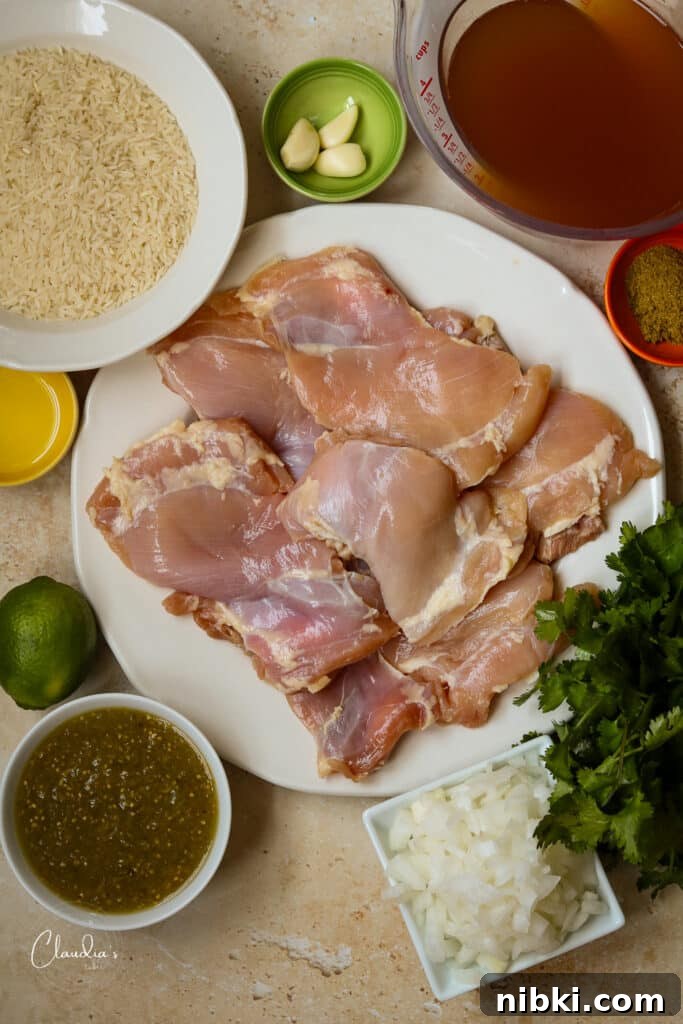 One-Pot Salsa Verde Chicken with Cilantro Lime Rice 3 ingredients for salsa verde chicken