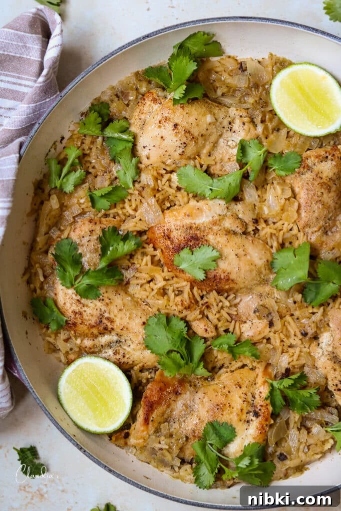 One-Pot Salsa Verde Chicken with Cilantro Lime Rice 4 easy salsa verde chicken in le Creuset braised with napkin