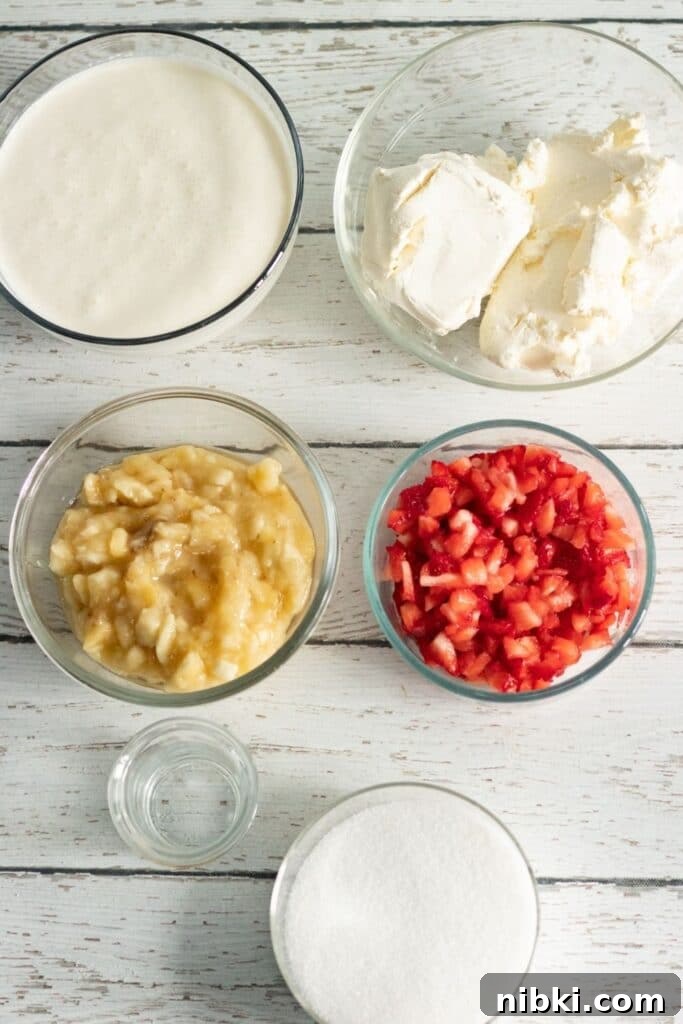 ingredients for strawberry banana cake