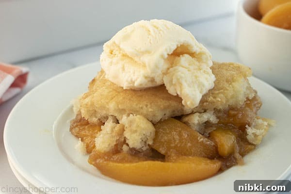 Peach Cobbler Recipe with Golden Biscuit Topping 10 Fresh Cobbler with canned peaches on a plate