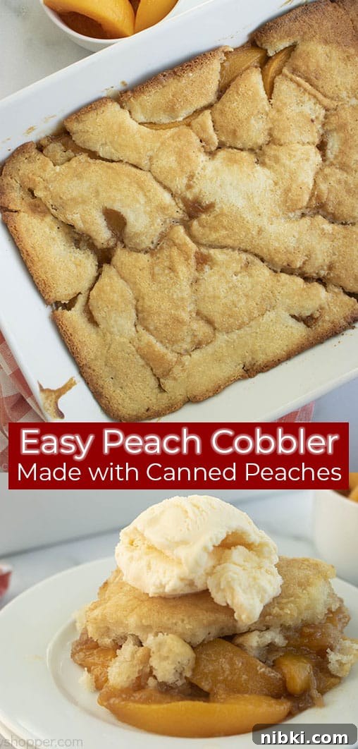 Peach Cobbler Recipe with Golden Biscuit Topping 12 Long pin with Peach Cobbler from canned peaches