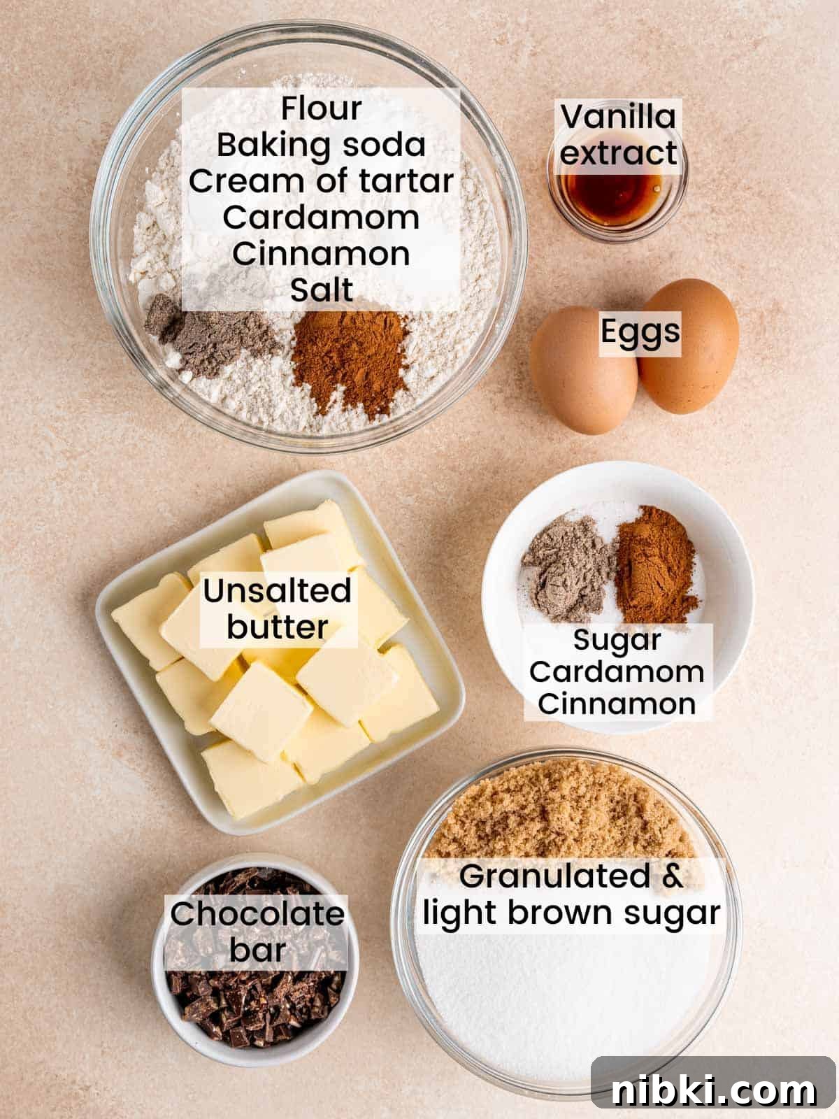 Browned Butter Snickerdoodles with Cinnamon Sugar 3 Ingredients needed to make browned butter snickerdoodles.