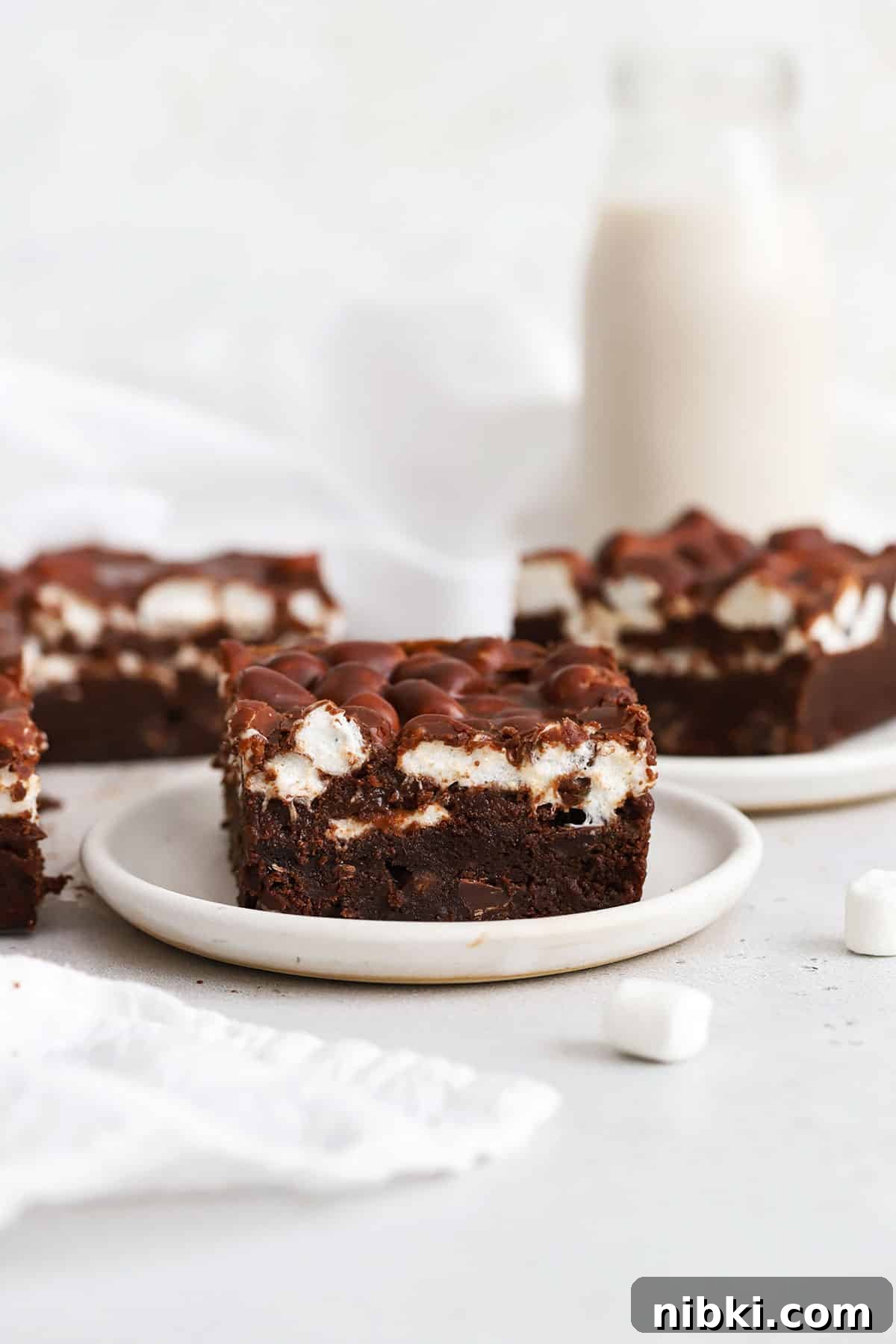 marshmallow brownies cut into squares