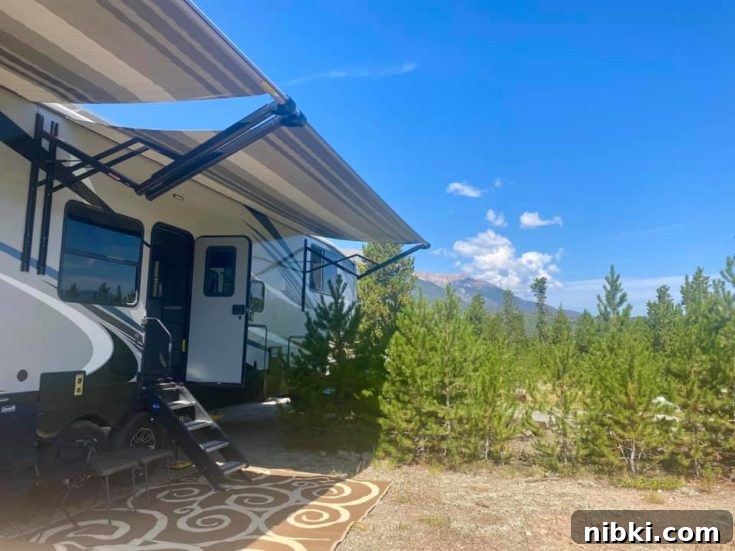 Our RV, parked at Dillion Reservoir