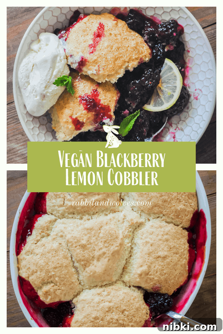 Vegan Blackberry Lemon Cobbler Recipe 7 Baked vegan blackberry lemon cobbler in dish