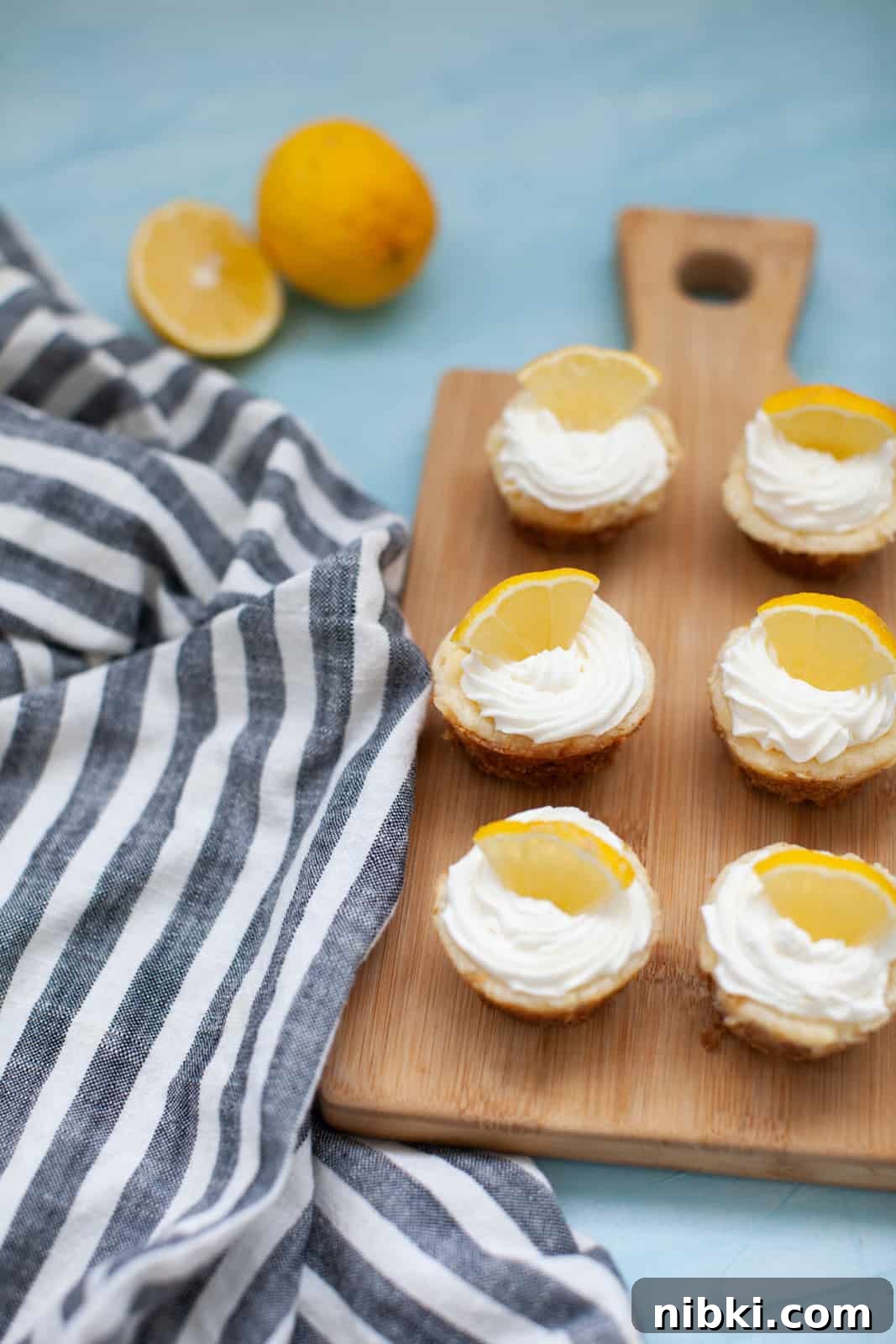 lemon candies on mini cheesecakes